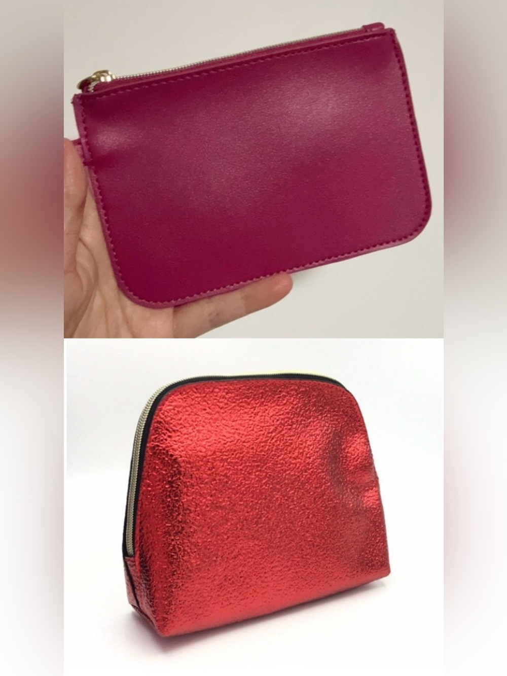 NEW 2 estee lauder Shiny Faux Leather cosmetics travel bag/makeup bag